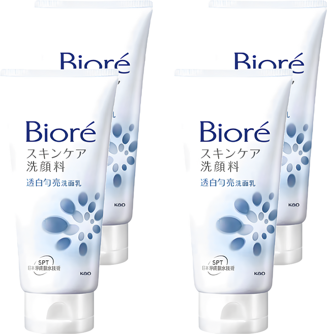 Biore 蜜妮 台灣公司貨 透白勻亮洗面乳, 100g, 4件