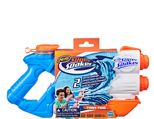 Hasbro 孩之寶 NERF Super Soaker 樂活打擊雙浪噴水發射器, 1個, 白色 + 橘色 + 藍色