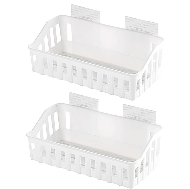 RIVER-GREEN 無痕黏貼式置物架, 白色, 2個