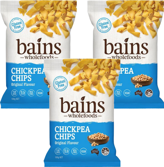 bains wholefoods 鷹嘴豆零食脆片 原味, 100g, 3包
