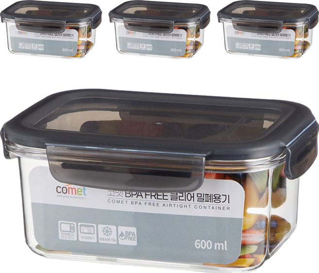 comet BPA Free 密封保鮮盒, 4個容器 + 4個蓋子, 1組
