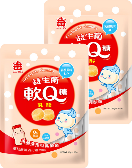 義美 益生菌軟Q糖 乳酸, 67g, 2包