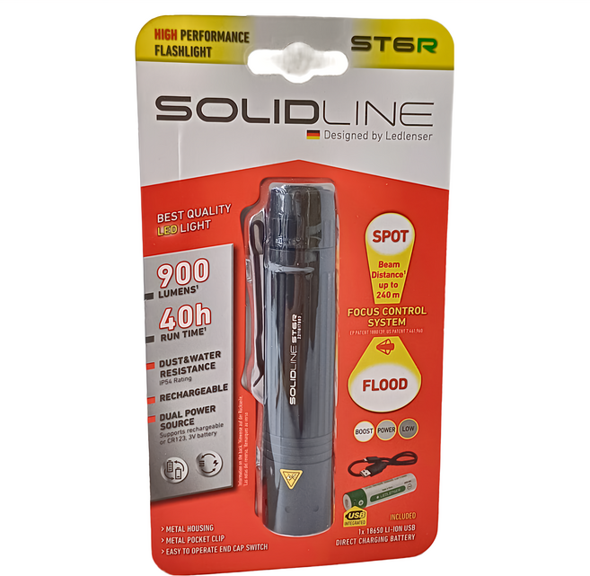 SOLIDLINE ST6R 充電型手電筒 502212 126mm 135g, 1個