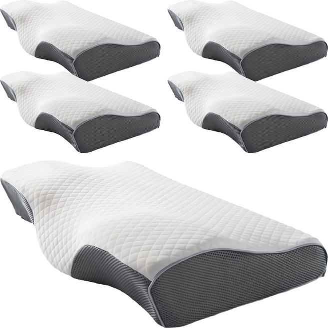 HONDONI 人體工學4D蝶型止鼾護頸低眠枕頭 Z1-EY, 沉靜灰, 5個