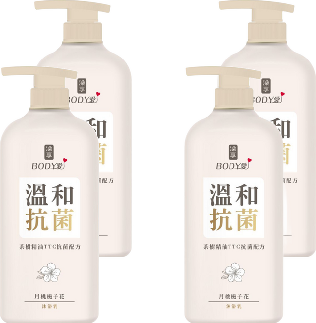 澡享 BODY愛抗菌沐浴乳 月桃梔子花, 900g, 4瓶