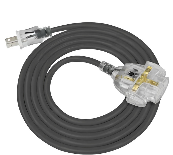 PowerSync 群加 2P 1對3帶燈動力延長用電源線組 TU23V815, 15m, 黑色, 1條