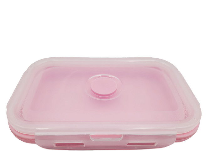 FANCY LIFE 摺疊矽膠保鮮盒 耐高低溫 可放冰箱與微波爐, 1個, 1個