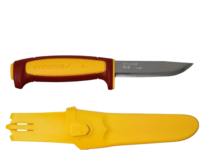 MORAKNIV 瑞典莫拉刀 Basic 511 碳鋼 Mor14146 刃長9cm, 黃紅柄配色, 1支