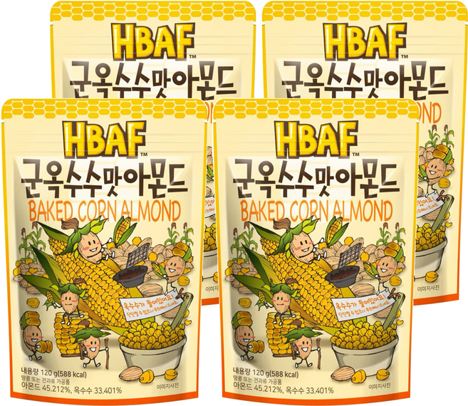 HBAF 杏仁果與烤玉米 120g 辦公室瘋狂團購零食 酥脆與香甜, 4包