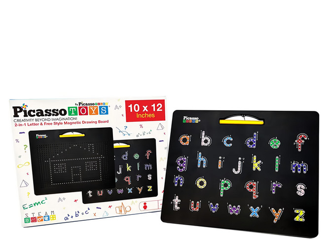 PicassoTILES 畢卡索 雙面磁性畫板, 字母與自由風格 黑色, 1個