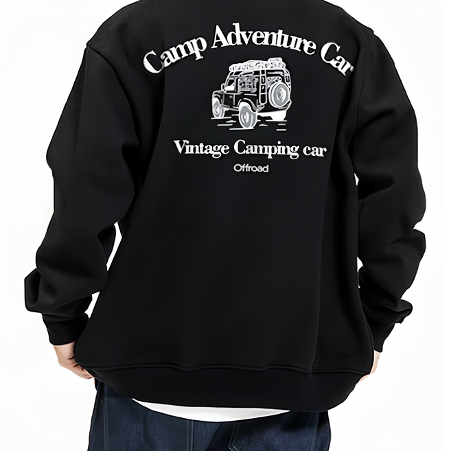 퍼핀 M~3XL 남자 여자 오버핏 맨투맨 긴팔 티셔츠 (캠핑 어드밴처)