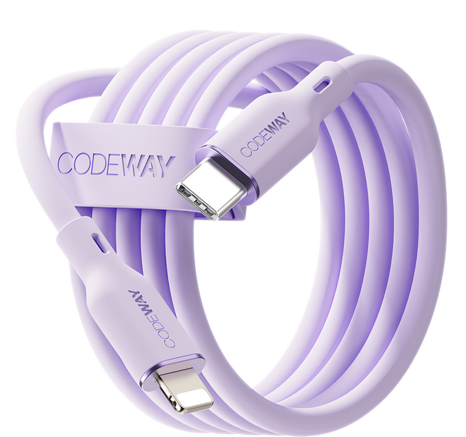 CODEWAY PALLET系列 USB-C-Lightning充電傳輸線, 2m, 薰衣草紫, 1條
