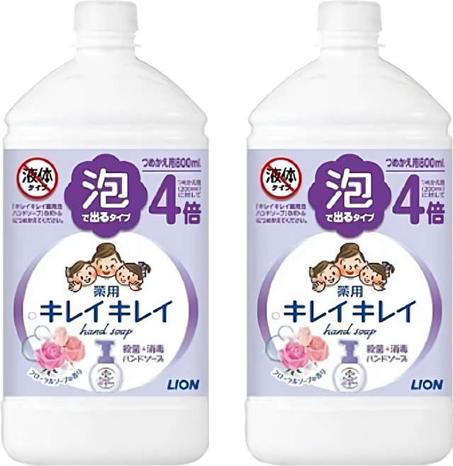 LION 獅王 趣淨 日本原裝進口 泡沫洗手慕斯補充瓶 花香, 800ml, 2瓶