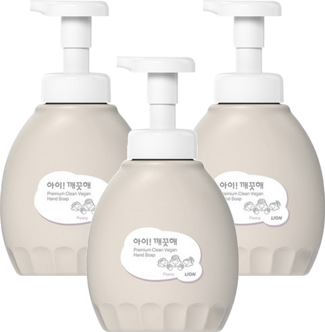 LION 獅王 趣淨 韓國原裝進口 敏弱肌植萃洗手慕斯 牡丹香, 450ml, 3瓶