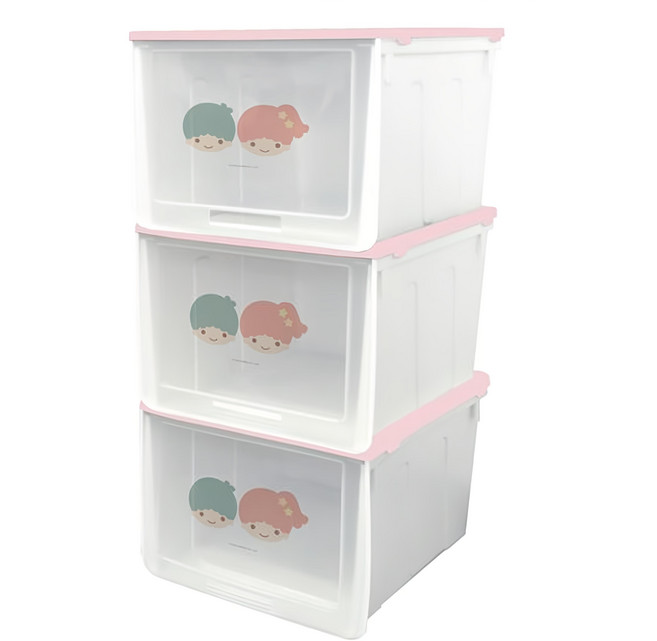 收納王妃 三麗鷗防塵收納鞋盒3入組 33 x 26.5 x 21.5cm, 雙星仙子 透明色 + 粉色, 1組