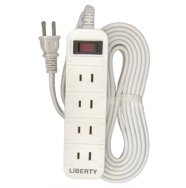 LIBERTY 利百代 1開4插分接式延長線, 4.5m, 白色, 1個