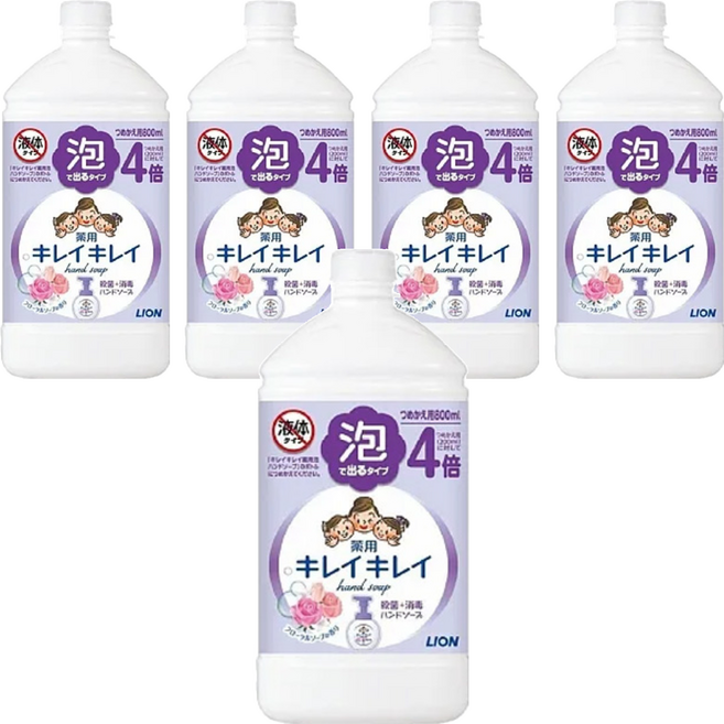 LION 獅王 趣淨 日本原裝進口 泡沫洗手慕斯補充瓶 花香, 800ml, 5件