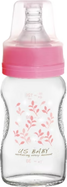 US baby 優生 真母感玻璃奶瓶, 款式隨機, 120ml, 1個