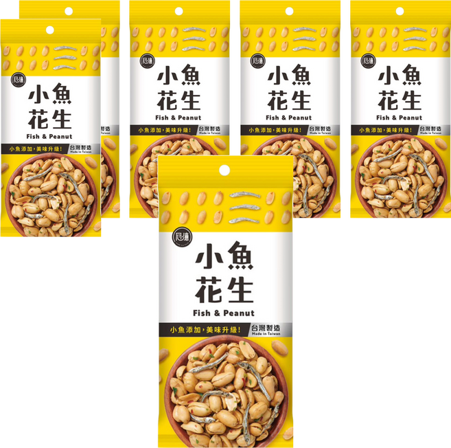 冠億食品 小魚花生, 70g, 6包