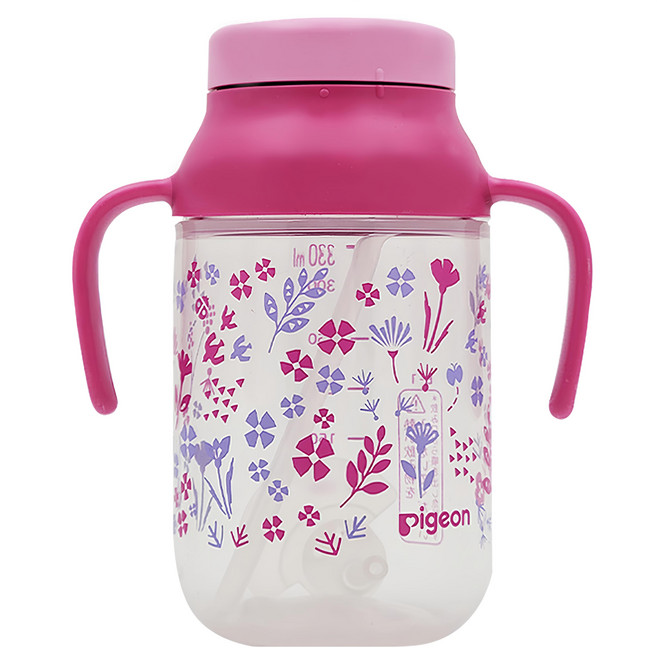pigeon 貝親 Kurutto吸管杯 8個月以上, 浪漫花園, 330ml, 1個