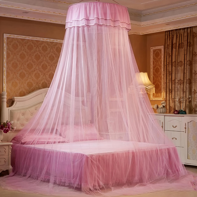 JAR嚴選 小清新蕾絲花邊公主圓頂落地蚊帳 均碼 1入, 粉色