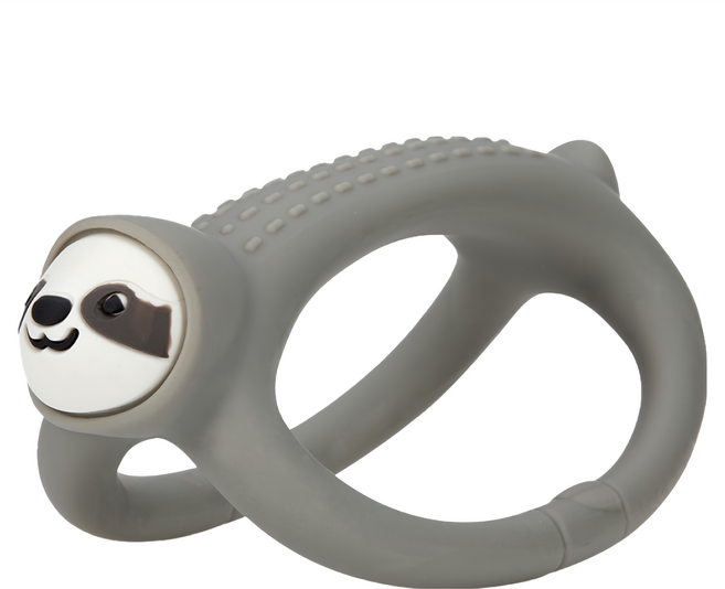 Nuby 矽膠搖搖固齒器, 固齒器, 樹懶 灰色, 1個