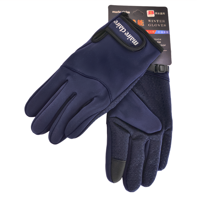 marie claire 美麗佳人 冬季男女通用運動手套, 黏貼款 藍色, 1雙