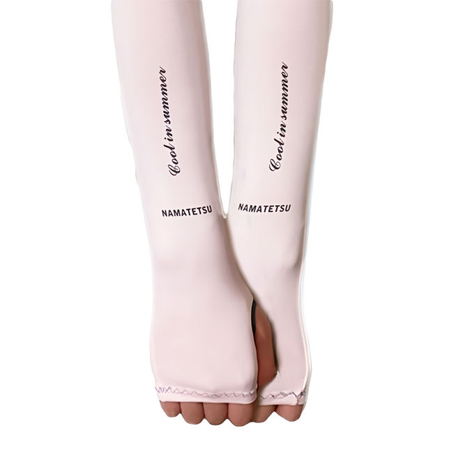NAMATETSU 生鐵 女款手掌無顆粒設計防曬冰涼袖套, 粉色, 1雙