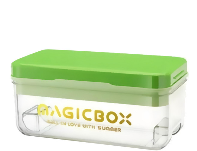 MAGICBOX 可堆疊按壓式冰塊盒 大容量儲冰 隔味堅固耐用, 綠色, 1個