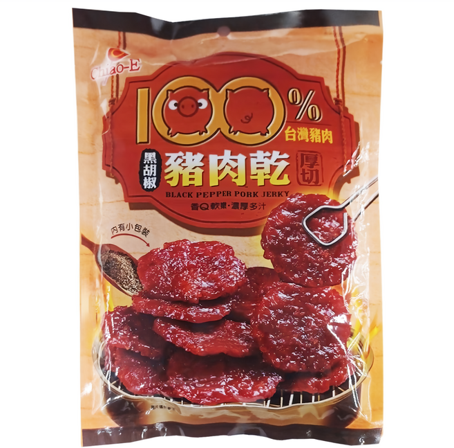 Chiao-E 巧益 厚切黑胡椒豬肉乾, 120g, 1包