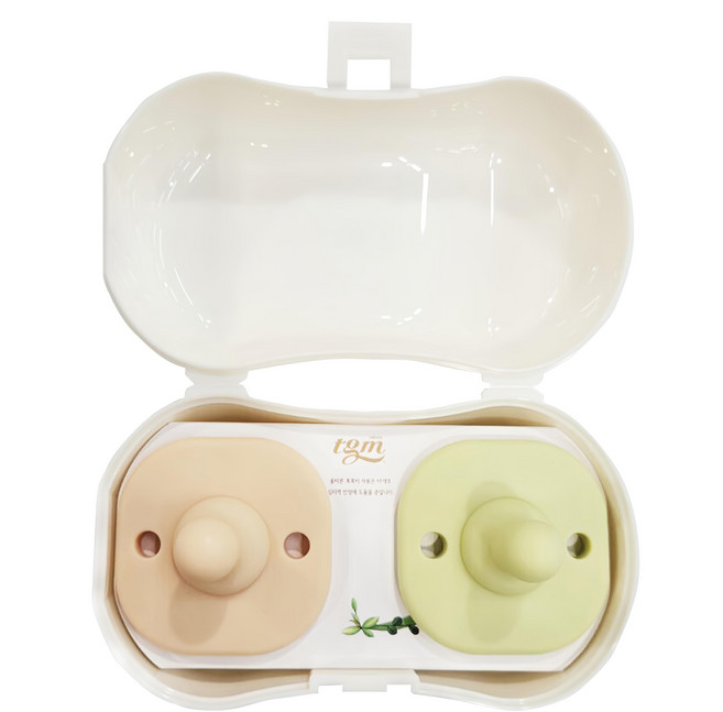 tgm Nature 矽膠安撫奶嘴組 + 收納盒, 0個月以上, 膚色 + 綠色, 1組
