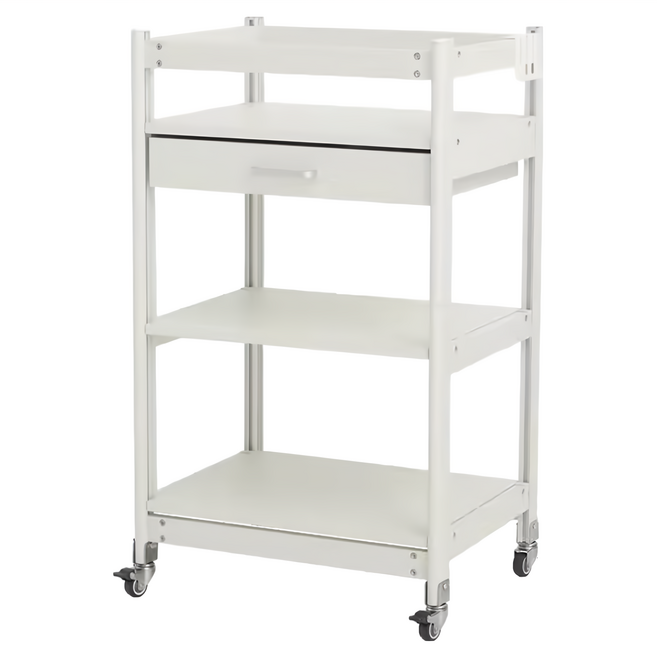 FAmILyLIFE 生活 航太鋁可升降三層附輪耐重置物架 40 x 50 x 85.5 FL-315-W 月光白 9.7kg, 1個, 三層