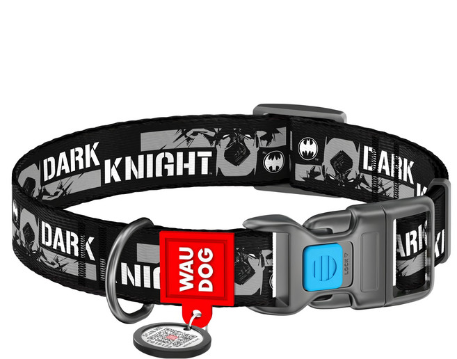 WAUDOG DC漫畫尼龍項圈, 黑暗騎士 黑色, 1條