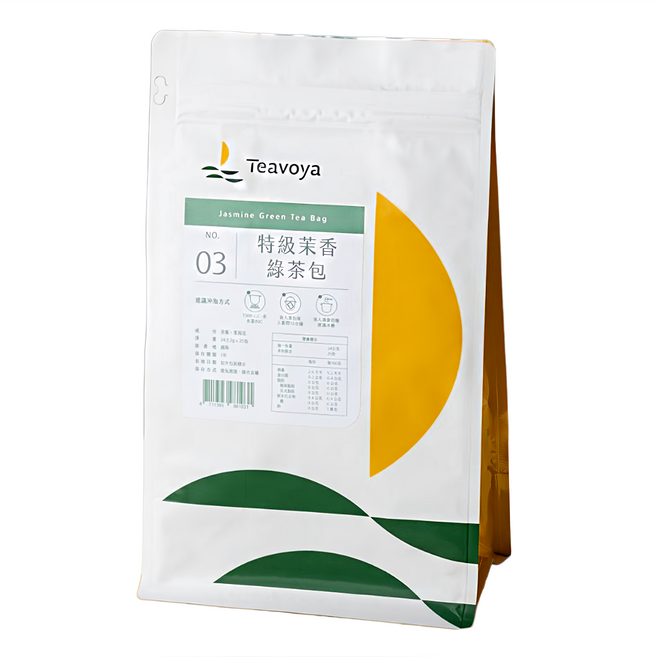 Teavoya 嘉柏茶業 特級茉香綠茶包, 24g, 25包, 1袋