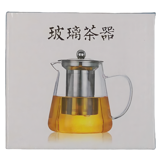 玻璃泡茶壺, 透明色 + 銀色, 450ml, 1個