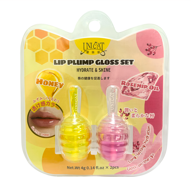 UNICAT 變臉貓 粉嫩護唇蜜 2支, 蜂蜜 + 玫瑰, 8g, 1組