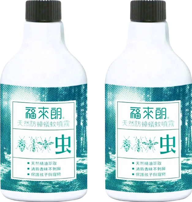 HUKUROU 福來朗 天然防蟑蟻蚊噴霧補充瓶, 500ml, 2瓶