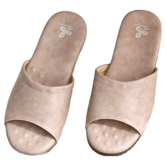 Vero&Nique 維諾妮卡 乳膠室內皮拖鞋 台灣製造, 米色, 230~240mm, 1雙
