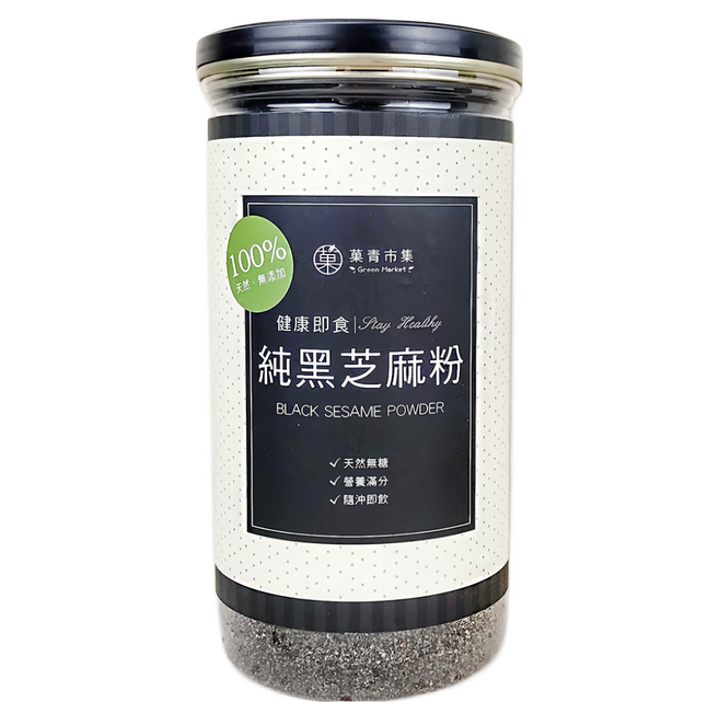 Green Market 菓青市集 純黑芝麻粉, 300g, 1罐