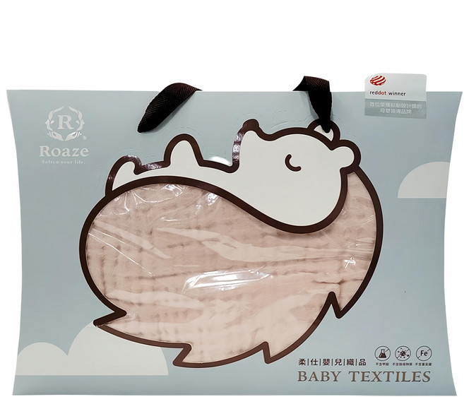 Roaze 柔仕 6層成長型連帽紗布浴巾 100%天然棉紗 觸感柔軟舒適 材質透氣度高 尺寸：100 x 100cm, 雪櫻粉, 1條