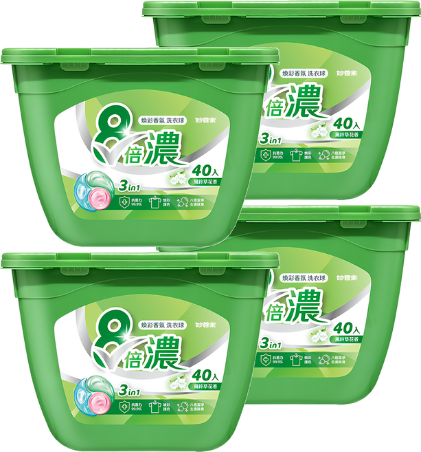 Magic Amah 妙管家 8倍濃煥彩香氛洗衣球 風鈴草花香, 40顆, 4盒