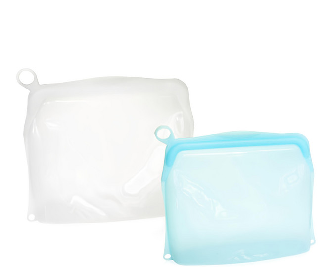 OUTSY 可密封 果凍QQ 矽膠食物夾鏈袋 顏色隨機 271g 1L + 1.5L, 17.5 x 5.5 x 21.5cm + 22.5 x 6 x 23.5cm, 2個, 1組