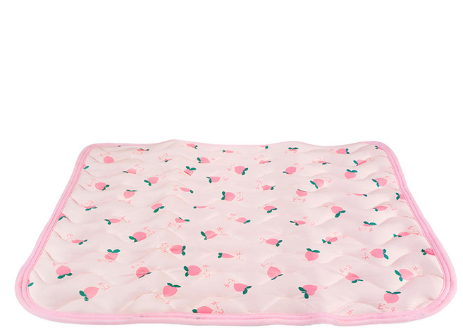 哈囉毛孩 涼感降溫冰絲寵物涼墊 布PU棉防滑顆粒, 粉紅桃子, 1個
