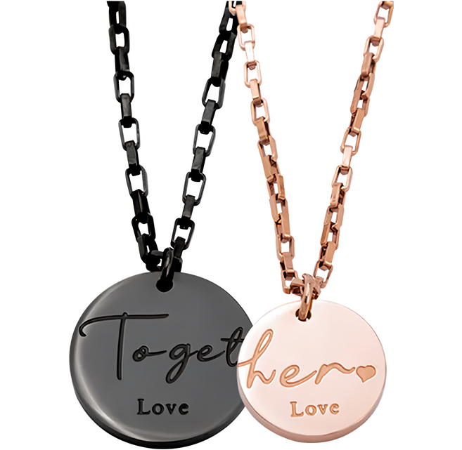 RADIANT STAR 璀璨之星 RS自訂 命中注定的相遇1 + 1Together情侶鈦鋼項鍊對鍊禮盒2件組