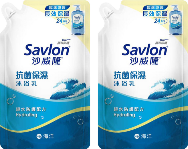 Savlon 沙威隆 抗菌保濕沐浴乳補充包 海洋, 600g, 2包