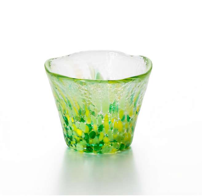 津輕 手作綠色琉璃清酒杯 50ml, 透明色, 1個