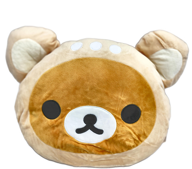 Rilakkuma 拉拉熊 梅花小鹿造型 溫暖靠枕 附輕柔毛毯, 咖啡色