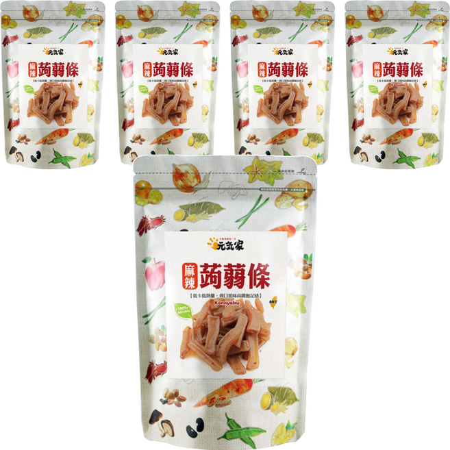 元氣家 高纖麻辣蒟蒻條, 200g, 5包
