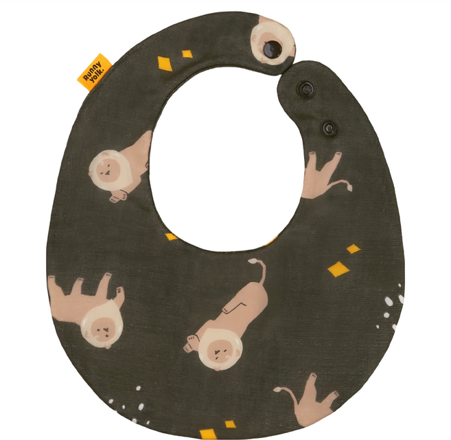 Runny yolk. 朗尼幼克 純棉口水巾, 墨棕, 1條