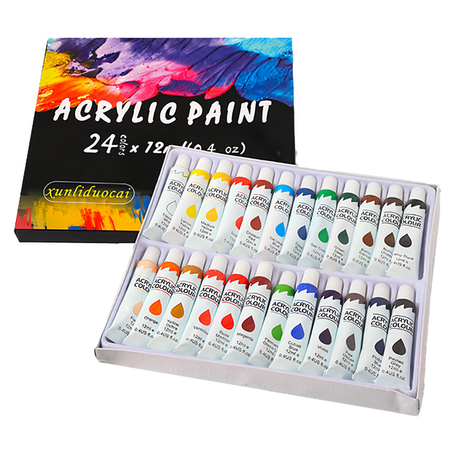 xunliduocai 可水洗顏料12ml壓克力顏料 p01-05243477 22 x 19 x 2cm, 430g, 24色